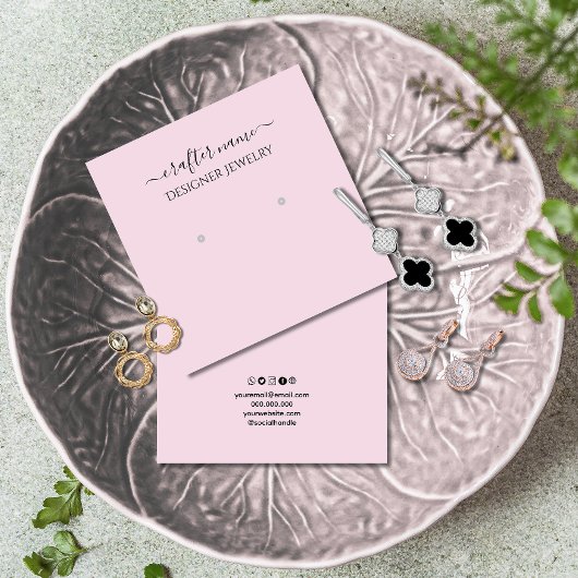Carte d'affichage à bijoux classique et chic rose