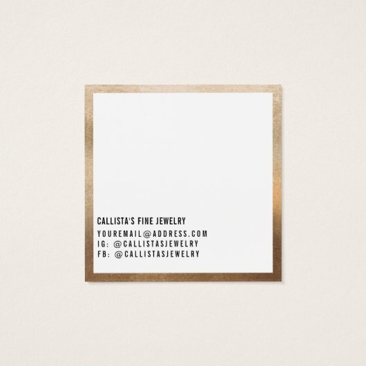 Carte d'affichage à bordure blanche or simple (Dos)