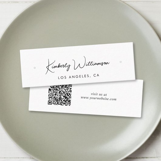 Carte d'affichage à capuchon à code QR chic Script
