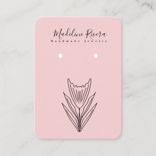 Carte d'affichage à oreille à la main rose florale (Devant)