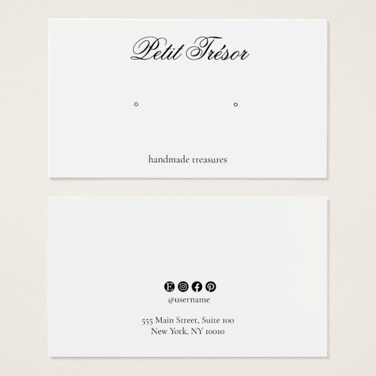 Carte d'affichage à oreille blanche élégante du sc (Devant & derrière)