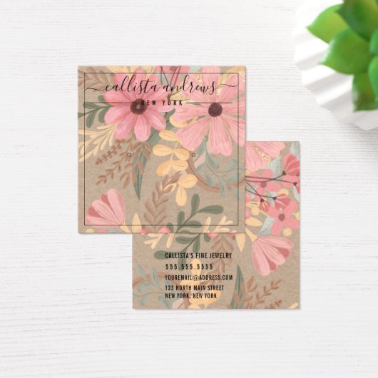 Carte d'affichage à oreille Cursive Kraft Rose Flo (Bureau)