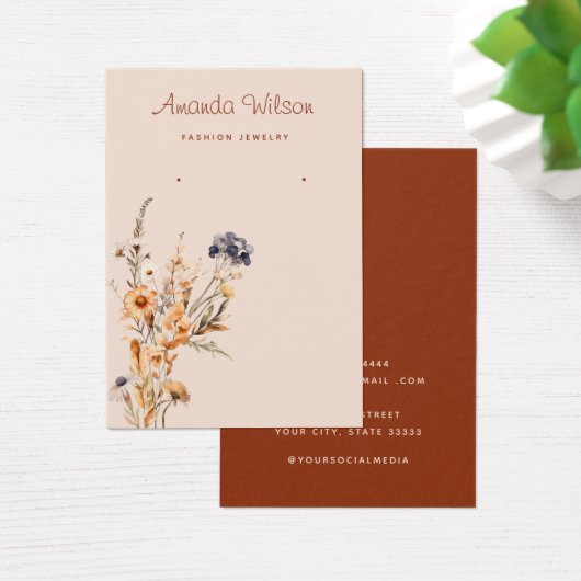 Carte d'affichage à oreille fleur sauvage boho mod (Bureau)