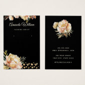Carte d'affichage à oreille florale Black & Gold m (Devant & derrière)