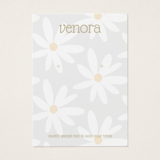 Carte d'affichage à oreille florale mignonne gris  (Devant)