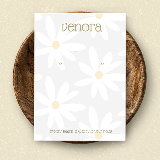 Carte d'affichage à oreille florale mignonne gris 