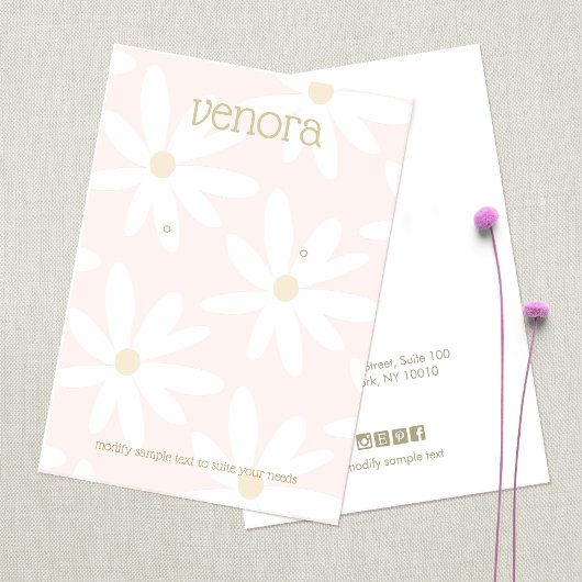 Carte d'affichage à oreille florale mignonne rose 