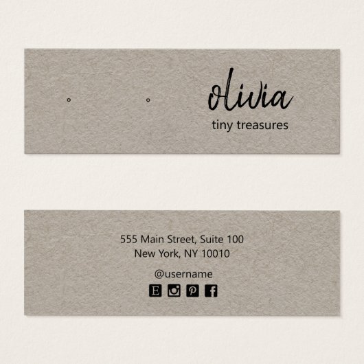 Carte d'affichage à oreille Kraft Script Stud (Devant & derrière)