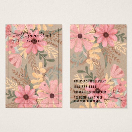 Carte d'affichage à oreille multiple Cursive Kraft (Devant & derrière)