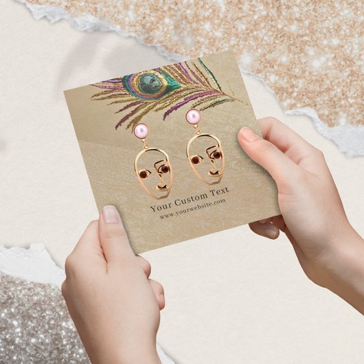 Carte d'affichage à oreille ・ Plumes de paon à bro