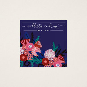 Carte d'affichage à oreille rose florale marine