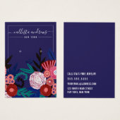 Carte d'affichage à oreille rose florale marine (Devant & derrière)