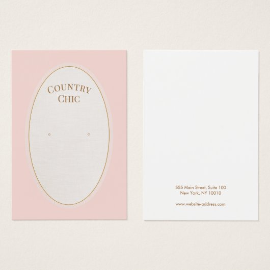 Carte d'affichage à oreille rose pays chic (Devant & derrière)