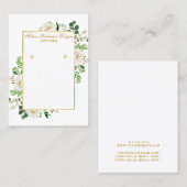 Carte d'affichage Aquarelle White Floral Gold (Devant / Derrière)