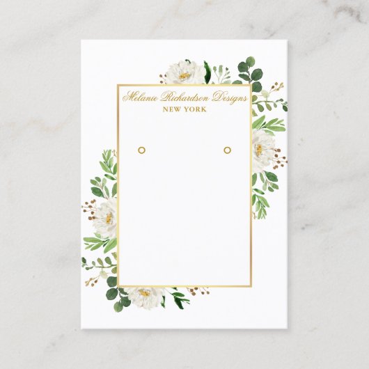 Carte d'affichage Aquarelle White Floral Gold (Devant)