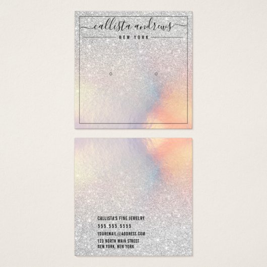 Carte d'affichage Argent Parties scintillant Iride (Devant & derrière)