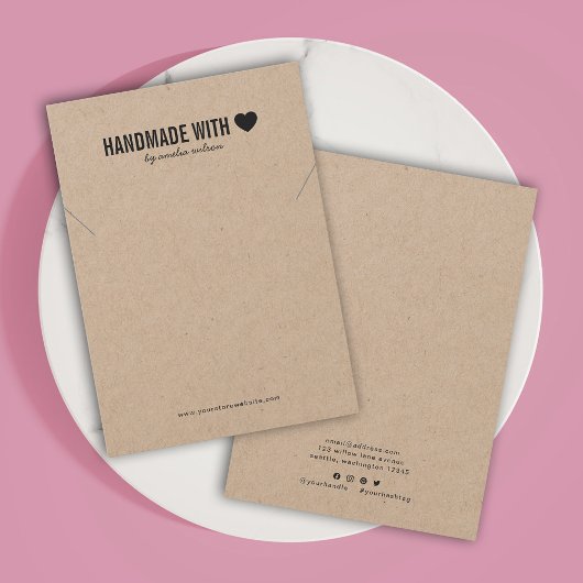 Carte d'affichage artisanale avec collier Kraft Lo