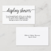 Carte d'affichage Baby shower de script lettres à  (Devant / Derrière)