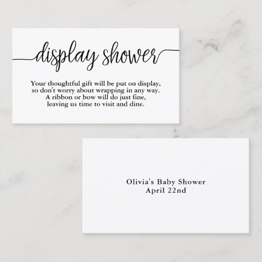 Carte d'affichage Baby shower de script lettres à (Devant / Derrière)