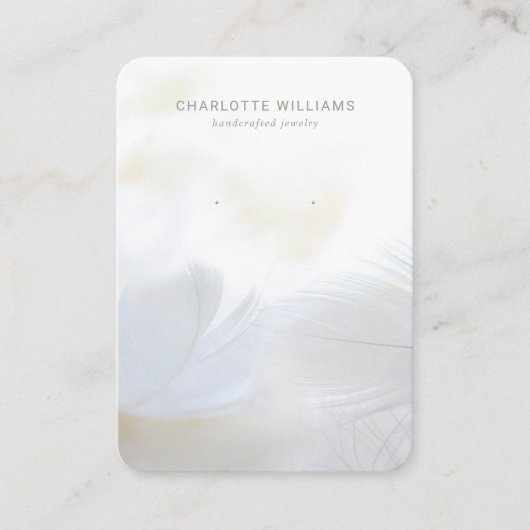 Carte d'affichage Bijoux en plumes blanches douces (Devant)