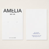 Carte d'affichage blanc moderne de la typographie (Devant & derrière)