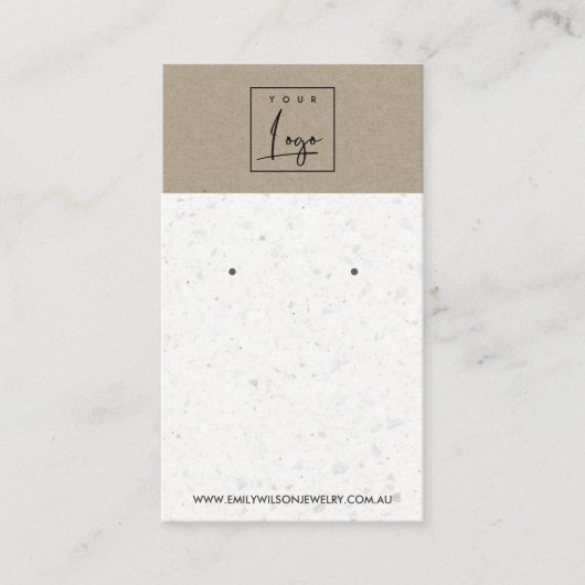 CARTE D'AFFICHAGE BLANCHE KRAFT TERRAZZO STUD EARR (Devant)
