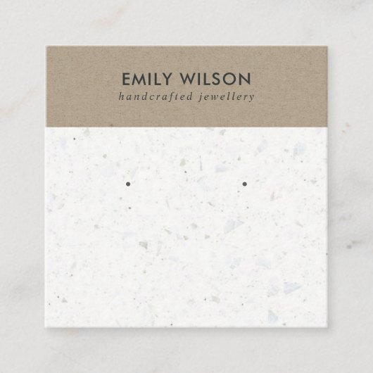 CARTE D'AFFICHAGE BLANCHE KRAFT TERRAZZO STUD EARR (Devant)