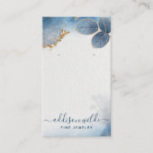 Carte d'affichage Blue Gold Watercolor Feuilles (Devant)