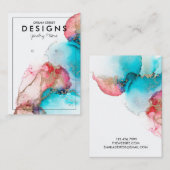 Carte d'affichage Blue Red Watercolor Gold (Devant / Derrière)