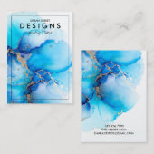 Carte d'affichage Blue Watercolor Gold (Devant / Derrière)