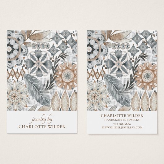 Carte d'affichage Boho Abstrait Shapes Earthy Earr (Devant & derrière)