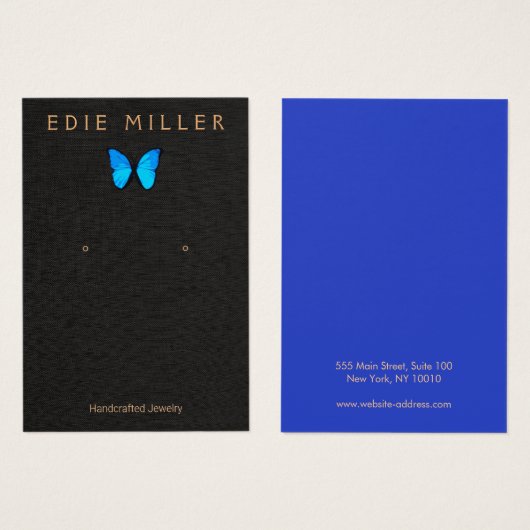 Carte d'affichage Boho Blue Butterfly (Devant & derrière)