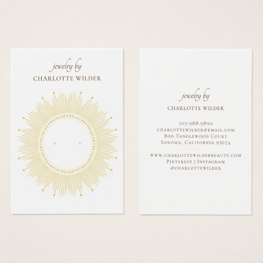 Carte d'affichage Boho Gold Sunburst Circle d'orei (Devant & derrière)