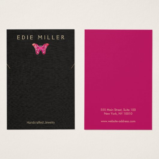 Carte d'affichage Boho Pink Butterfly (Devant & derrière)