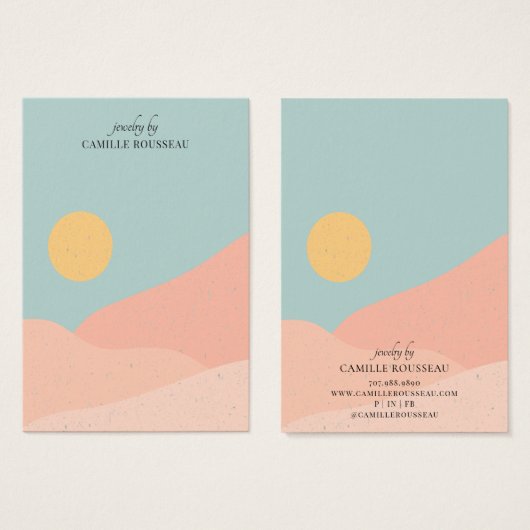 Carte d'affichage Boho Sunrise Desert Abstraite or (Devant & derrière)