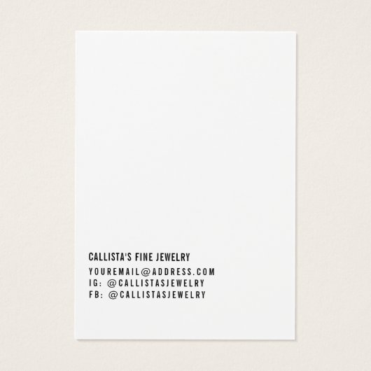 Carte d'affichage Broche à script noir simple (Dos)