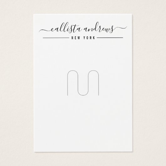 Carte d'affichage Broche à script noir simple (Devant)