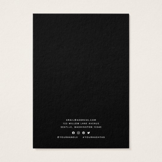 Carte d'affichage Calligraphie et Bordure noire (Dos)