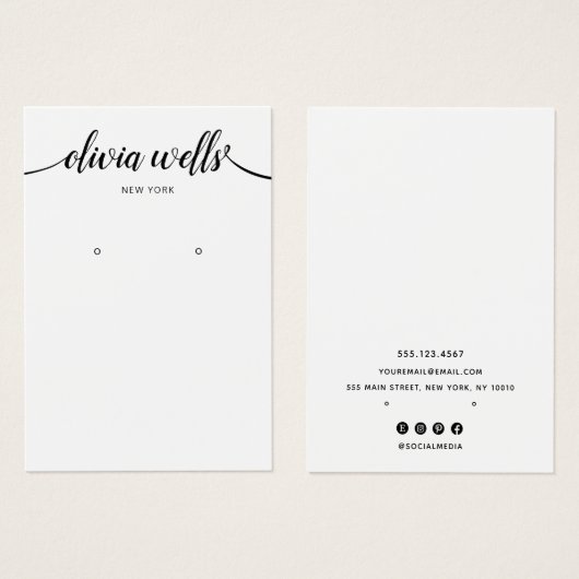 Carte d'affichage Calligraphie noir blanc (Devant & derrière)