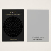 Carte d'affichage Chic Cercle Noir Motif d'oreille (Devant & derrière)