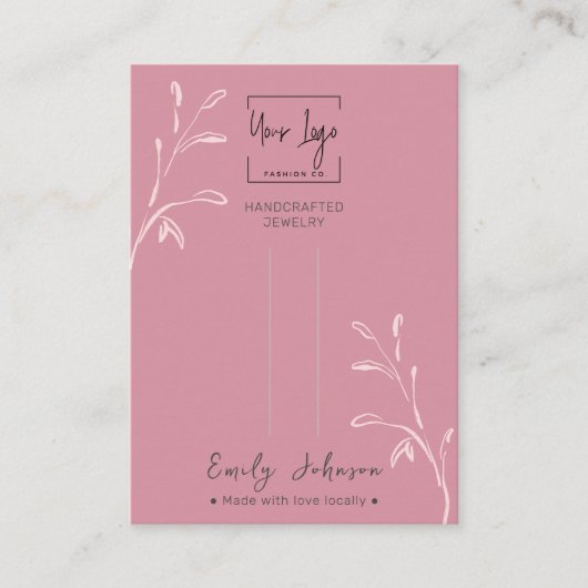 Carte d'affichage Chic Dusky Pink Leaf Jewelry (Devant)
