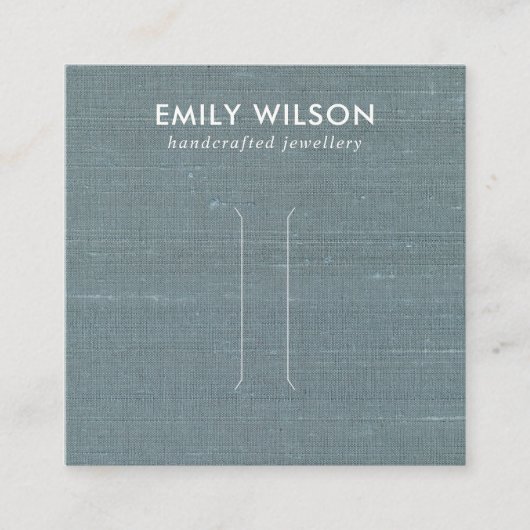 CARTE D'AFFICHAGE CHIC GRAY BLUE BURLAP LINEN HAIR (Devant)