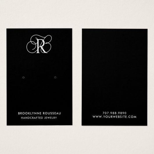 Carte d'affichage Chic Monogramme Noir (Devant & derrière)