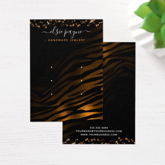 Carte d'affichage Chic Rose Gold & Black Earring (Bureau)