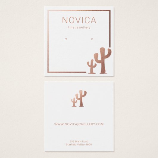 Carte d'affichage Chic Rose Gold Cactus (Devant & derrière)