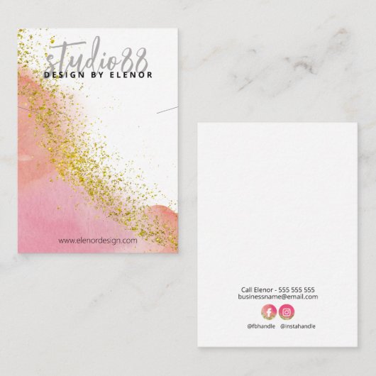 Carte D'Affichage Collier Rose Et Or (Devant / Derrière)