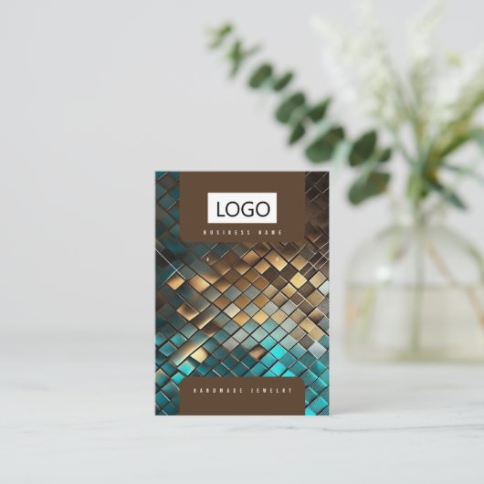 Carte d'affichage couleur or bleu (Debout devant)