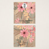 Carte d'affichage couleur rose floral Kraft (Devant & derrière)
