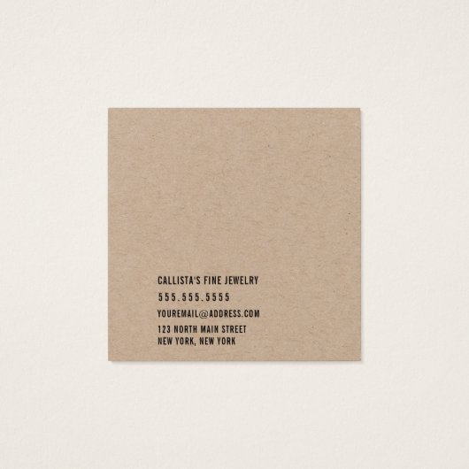 Carte d'affichage Cursive de papier Kraft simple (Dos)