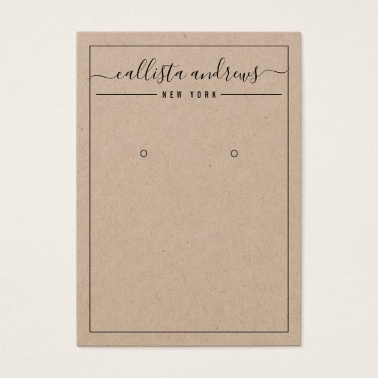Carte d'affichage Cursive de papier Kraft simple (Devant)